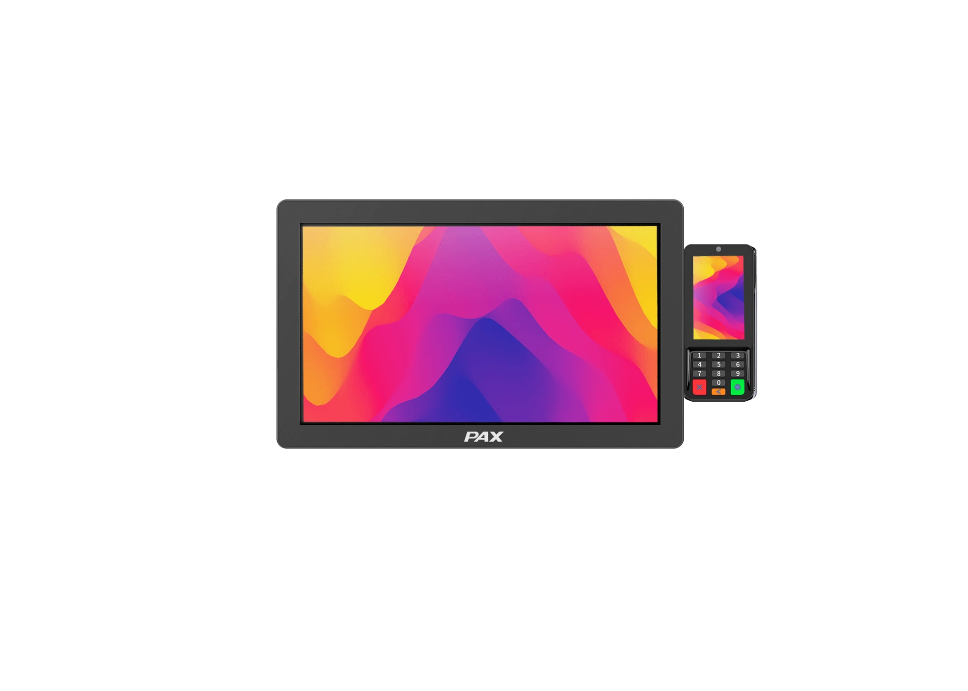 Elys Display in portrait orientation paired with PAX A35 PIN pad