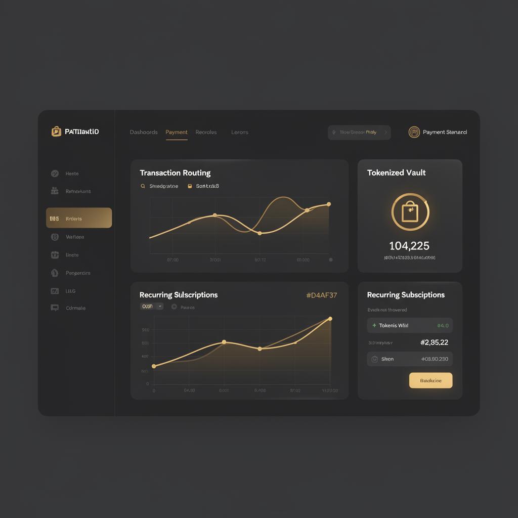 Valor Gateway cloud dashboard — transaction routing, tokenized vault, recurring subscriptions
