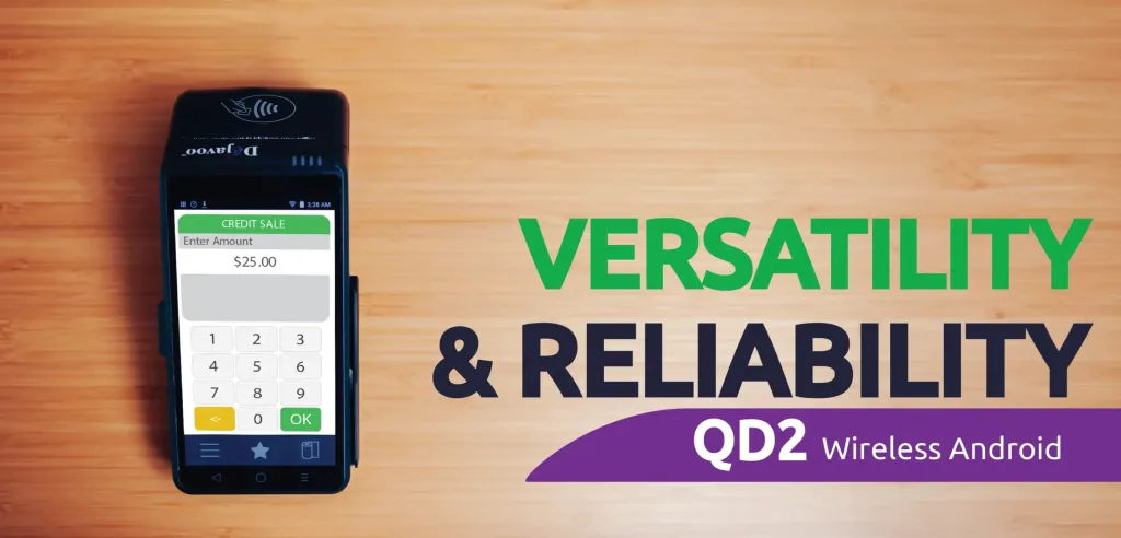 Dejavoo QD2 wireless Android payment terminal — versatility & reliability hero