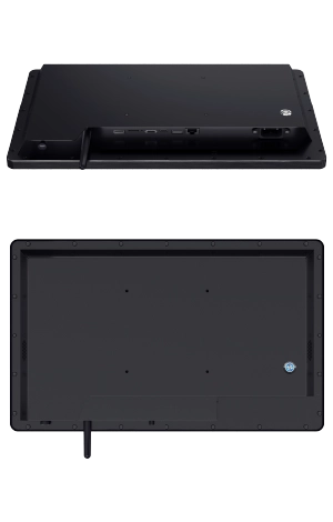 Back of Elys KDS K21 showing VESA 100mm pattern and I/O ports