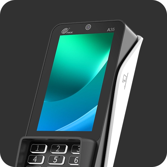 PAX A35 4-inch WVGA capacitive touchscreen close-up