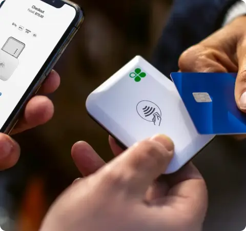 Clover Go reader accepting a contactless tap payment