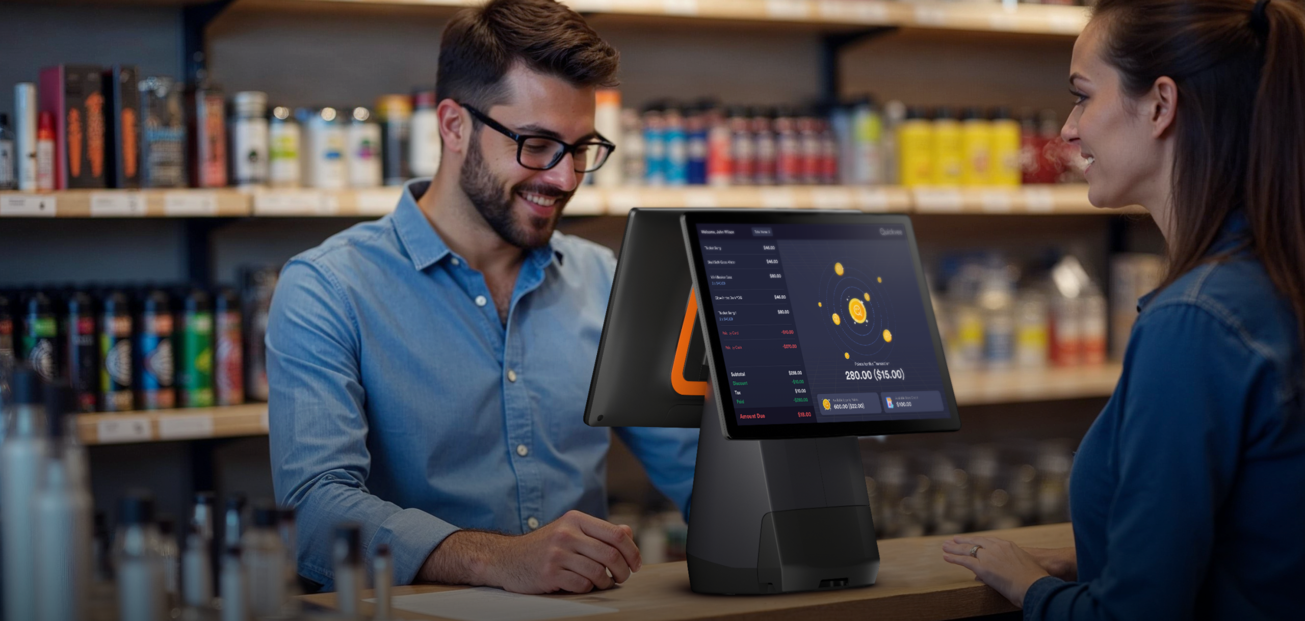 Quickvee Pro dual-screen POS bundle hero